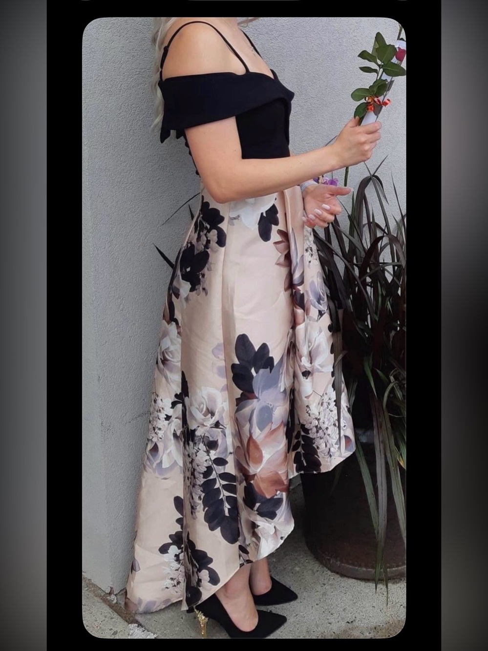le chateau Blush Floral High-Low dress XXS